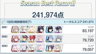 【ブルアカ】合同火力演習 射撃演習 第12回 241,974 トキ アル アズサ 編成